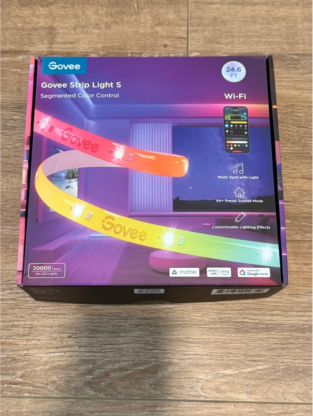 New Govee Strip Light S 24.6ft Wi-Fi LED RGB Color Changing Light Strip